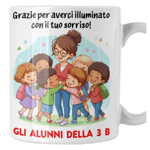 Tazza Maestra Personalizzabile con Nome Classe - Grazie per averci illuminato - Idea Regalo Fine Anno Scolastico Mug 11 Oz