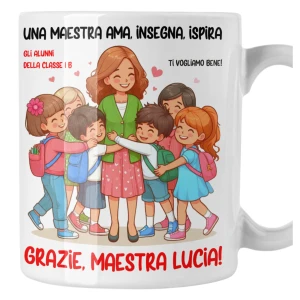 Tazza Maestra Personalizzabile con Nome - Ama, insegna, ispira - Idea Regalo Fine Anno Scolastico Mug 11 Oz