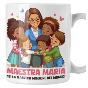 Tazza Maestra Personalizzabile con Nome - Sei la migliore del mondo - Idea Regalo Fine Anno Scolastico Mug 11 Oz