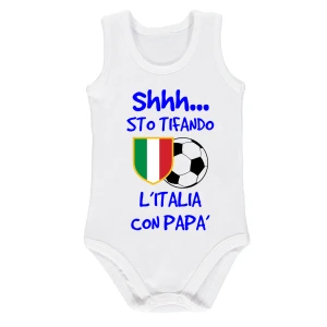 Body neonato Italia smanicato Europei 2024 Shh sto tifando l'Italia con papà Body neonato divertenti spalla larga dai 0-6 ai 18-24 mesi