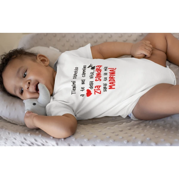Body neonato divertente madrina PERSONALIZZABILE Zia Sarai tu la mia madrina Bianco dalla 0-6 alla 18-24 mesi - immagine 5