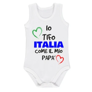 Body neonato Italia smanicato Europei 2024 Io tifo Italia con il mio papà Body neonato divertenti spalla larga dai 0-6 ai 18-24 mesi