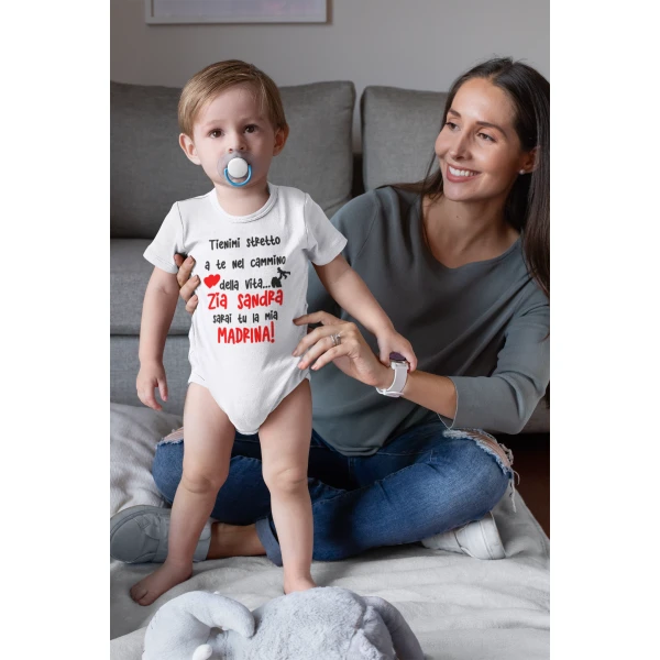 Body neonato divertente madrina PERSONALIZZABILE Zia Sarai tu la mia madrina Bianco dalla 0-6 alla 18-24 mesi - immagine 6