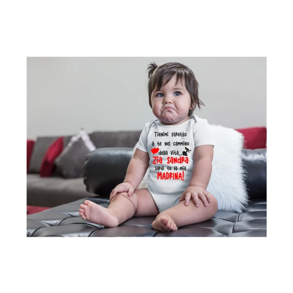Body neonato divertente madrina PERSONALIZZABILE Zia Sarai tu la mia madrina Bianco dalla 0-6 alla 18-24 mesi - immagine 4