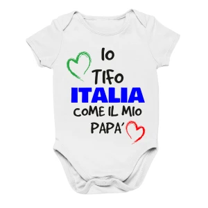 Body neonato Italia Europei 2024 Io tifo Italia con il mio papà Body neonato divertenti dai 0-6 ai 18-24 mesi