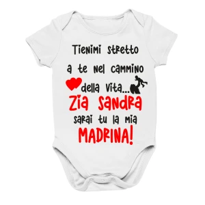 Body neonato divertente madrina PERSONALIZZABILE Zia Sarai tu la mia madrina Bianco dalla 0-6 alla 18-24 mesi