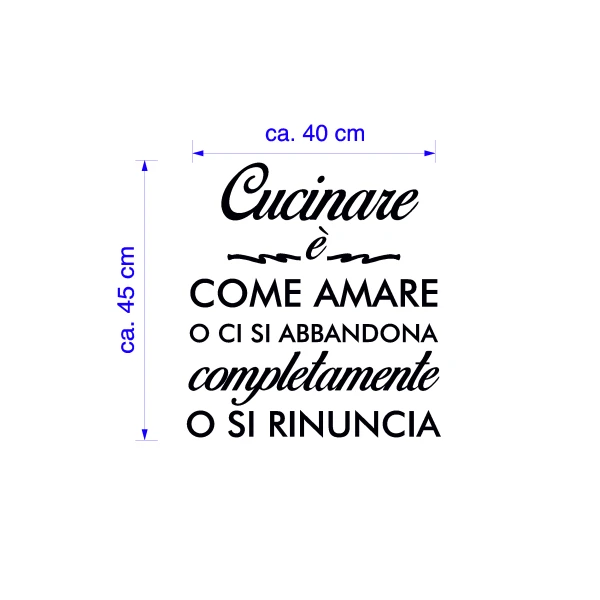 Adesivo murale Wall Sticker cucina - cucinare è come amare - idea regalo per la casa Dimensioni 45x40 cm - immagine 3
