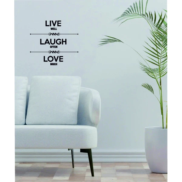Adesivo murale wall sticker Frasi life well, laugt often, love much - idea regalo per la casa Dimensioni 45x42 cm - immagine 2