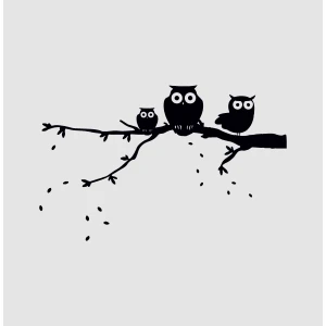 Adesivo murale wall sticker gufi - albero - idea regalo per la casa Dimensioni 60x30 cm
