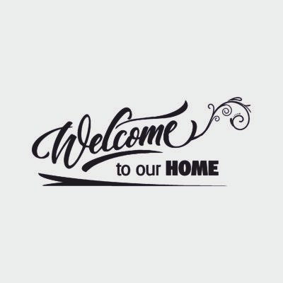 Adesivo murale wall sticker frasi - welcome to our home - idea regalo per la casa Dimensioni 60x30 cm