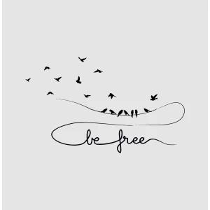 Adesivo murale wall sticker frasi - be free - birds - idea regalo per la casa Dimensioni 60x30 cm