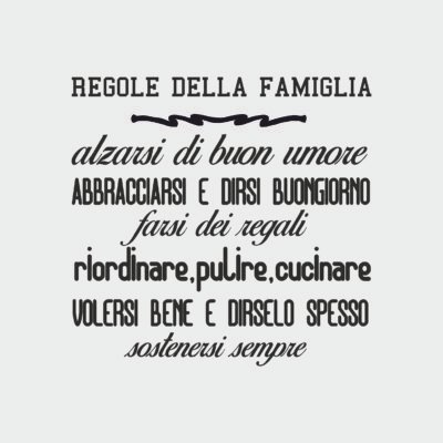 Adesivo murale Wall Sticker Famiglia - regole della famiglia - idea regalo per la casa Dimensioni 54x45 cm