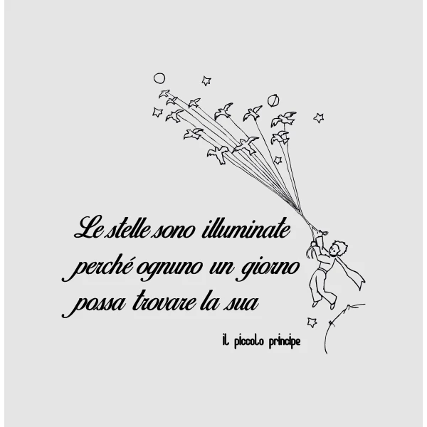 Adesivo murale Wall Sticker Piccolo principe - le stelle sono illuminate perchè ognuno un giorno possa trovare la sua - idea regalo per la casa Dimensioni 43x40 cm