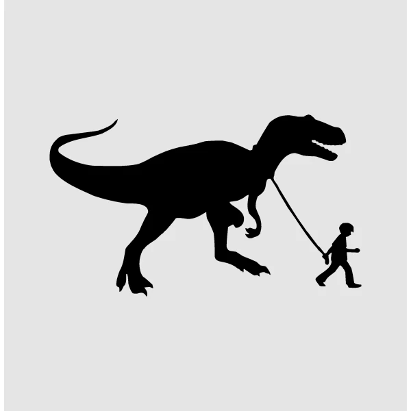 Adesivo murale Wall Sticker Dinosauro al guinzaglio -  idea regalo per la casa Dimensioni 45x26 cm