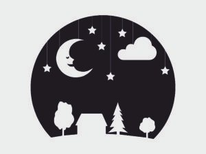 Adesivo murale wall sticker Buonanotte - Notte - luna - idea regalo per la casa Dimensioni 60x30 cm