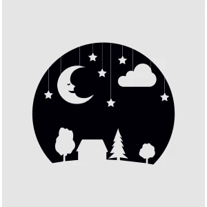 Adesivo murale wall sticker Buonanotte - Notte - luna - idea regalo per la casa Dimensioni 60x30 cm