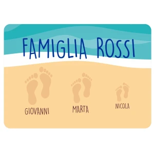 Tappeto Zerbino PERSONALIZZATO con nome Famiglia 1 figlio Spiaggia Ingresso Casa 60x40 cm