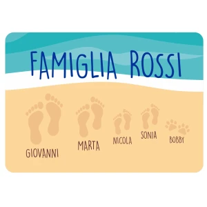 Tappeto Zerbino PERSONALIZZATO con nome Famiglia 2 figli Spiaggia Ingresso Casa 60x40 cm