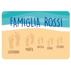 Tappeto Zerbino PERSONALIZZATO con nome Famiglia 3 figli Spiaggia Ingresso Casa 60x40 cm
