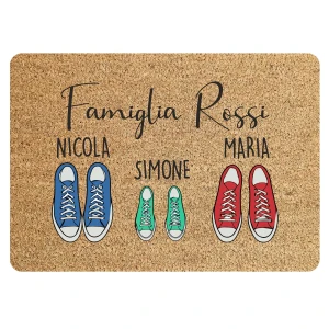 Tappeto Personalizzato con Nome Famiglia Scarpe 1 figlio Zerbino in Poliestere 60x40 cm