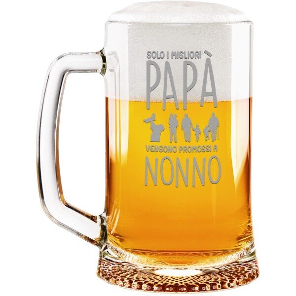 Boccale Birra Papà 50 cl Solo i migliori papà vengono promossi a nonno Idea regalo