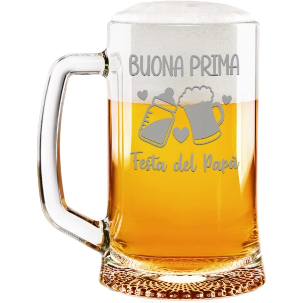 Boccale Birra Papà 50 cl Buona prima festa del papà cuori birra e biberon Idea regalo