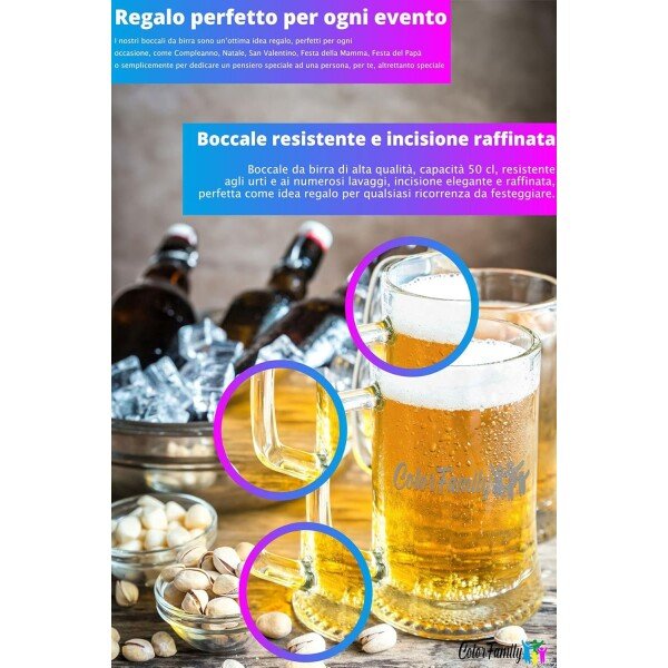 Boccale Birra Papà 50 cl Solo i migliori papà vengono promossi a nonno Idea regalo - immagine 2