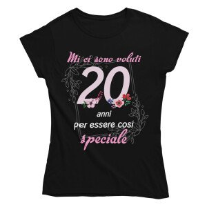 Maglietta Donna 20 Anni – Mi ci sono voluti 20 anni per essere così speciale – Idea Regalo Compleanno 20° Anni, T-Shirt Divertente con Grafica Floreale