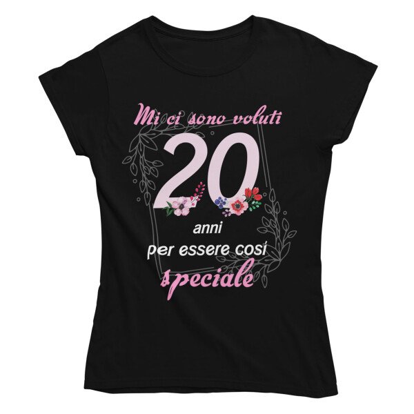 Maglietta Donna 20 Anni – Mi ci sono voluti 20 anni per essere così speciale – Idea Regalo Compleanno 20° Anni, T-Shirt Divertente con Grafica Floreale