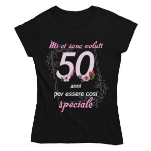 Maglietta Donna 50 Anni – Mi ci sono voluti 50 anni per essere così speciale – Idea Regalo Compleanno 50° Anni, T-Shirt Divertente con Grafica Floreale