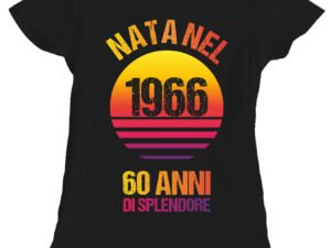 Maglietta 60 anni Compleanno Donna Nata nel 1966, 60 anni di splendore - manica corta Taglie dalla S alla XL
