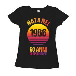 Maglietta 60 anni Compleanno Donna Nata nel 1966, 60 anni di splendore - manica corta Taglie dalla S alla XL